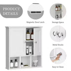 Botiquín de baño de pared con 2 puertas y estante abierto para almacenamiento organizado