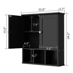 Botiquín de baño de pared con 2 puertas y estante abierto para almacenamiento organizado