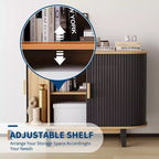 CuisinSmart Aparador con relieve de 101.6 cm, armario de almacenamiento con puerta corredera y estante ajustable, para sala de estar, comedor, cocina, pasillo, color negro