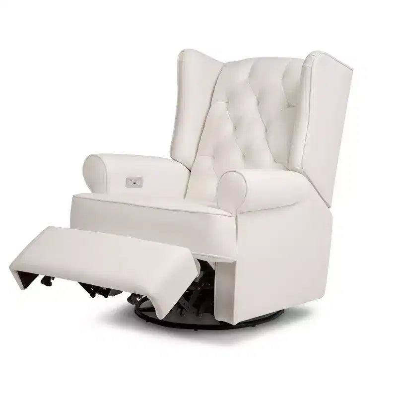 Sillón reclinable y giratorio electrónico Harbour Namesake con puerto USB - Tejido ecológico de alto rendimiento color crema