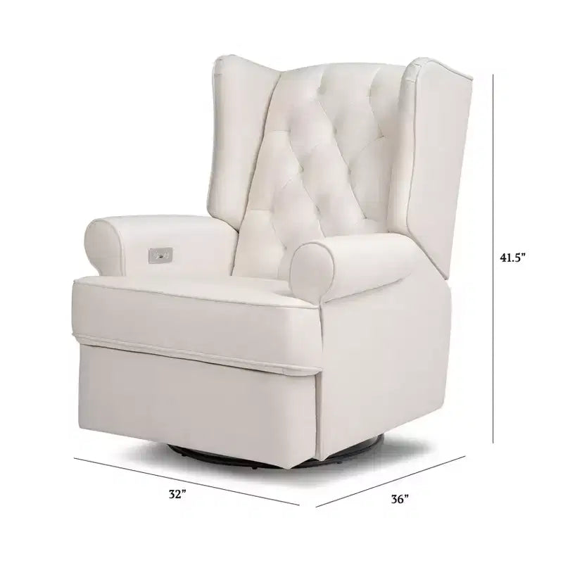 Sillón reclinable y giratorio electrónico Harbour Namesake con puerto USB - Tejido ecológico de alto rendimiento color crema