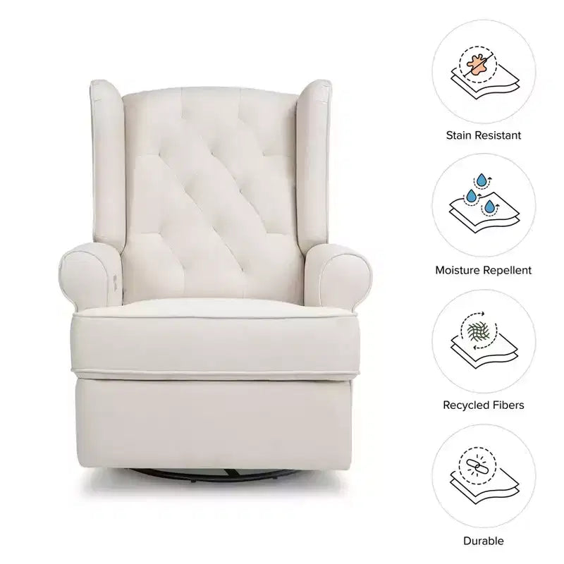 Sillón reclinable y giratorio electrónico Harbour Namesake con puerto USB - Tejido ecológico de alto rendimiento color crema