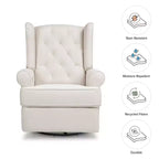 Sillón reclinable y giratorio electrónico Harbour Namesake con puerto USB - Tejido ecológico de alto rendimiento color crema