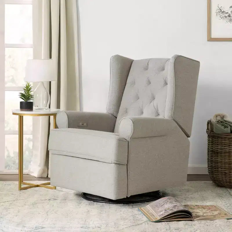 Sillón reclinable y giratorio electrónico Harbour Namesake con puerto USB - Tejido ecológico de alto rendimiento color crema