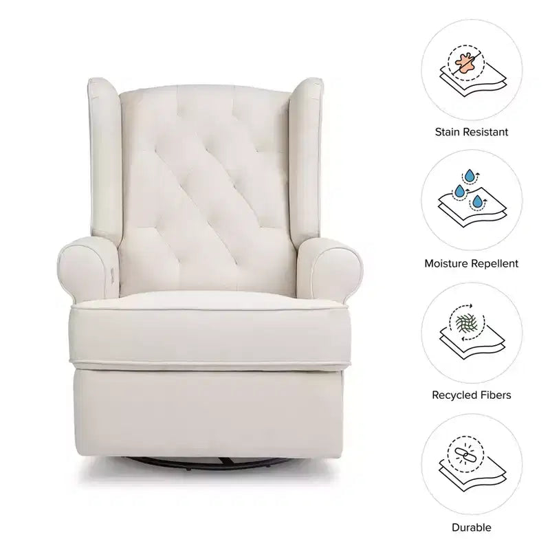 Sillón reclinable y giratorio electrónico Harbour Namesake con puerto USB - Tejido ecológico de alto rendimiento color crema