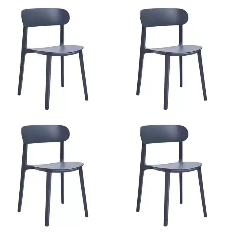 HomeRoots Juego de cuatro sillas laterales de comedor de plástico resistente gris
