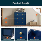Mesita de Noche con 3 Cajones, Amplia Mesita Auxiliar con Perillas Redondas Doradas, Mesa Auxiliar Moderna de Madera, Cómoda Decorativa para Dormitorio