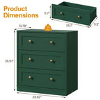 Mesita de Noche con 3 Cajones, Amplia Mesita Auxiliar con Perillas Redondas Doradas, Mesa Auxiliar Moderna de Madera, Cómoda Decorativa para Dormitorio
