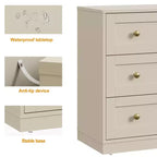 Mesita de Noche con 3 Cajones, Amplia Mesita Auxiliar con Perillas Redondas Doradas, Mesa Auxiliar Moderna de Madera, Cómoda Decorativa para Dormitorio
