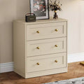 Heynemo 3-Drawer Nightstand, Spacious Bedside Table with Gold Round Knobs, Modern Wooden End Table, Accent Chest of Drawers for Bedroom