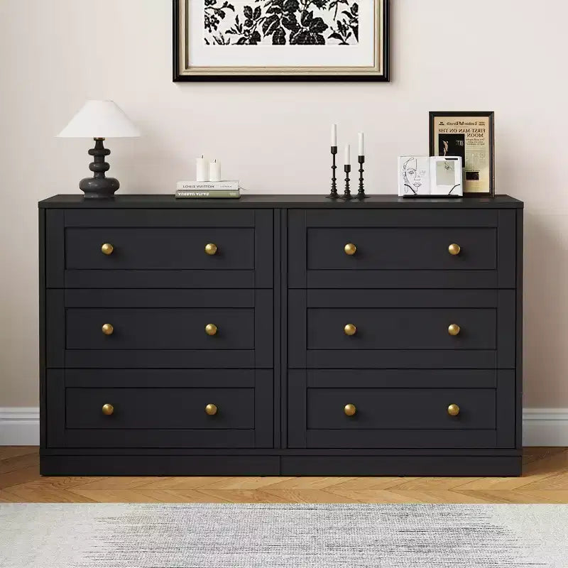Mesita de Noche con 3 Cajones, Amplia Mesita Auxiliar con Perillas Redondas Doradas, Mesa Auxiliar Moderna de Madera, Cómoda Decorativa para Dormitorio