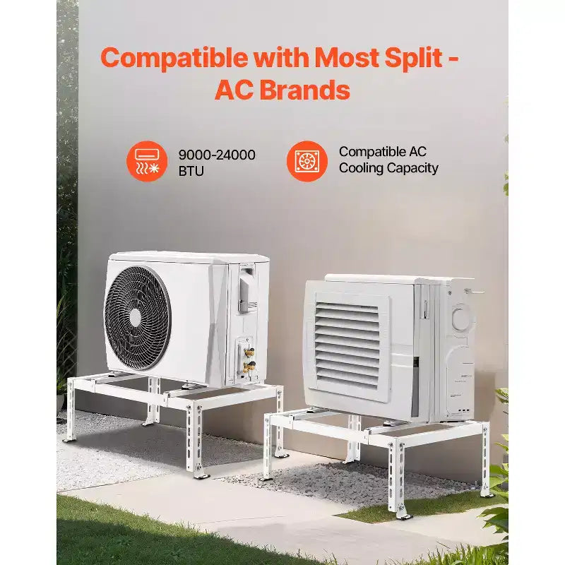 VEVOR Soporte de Suelo para Mini Split, Soporte Ajustable Antivibración para Mini Split de 9000-24000 BTU, Aire Acondicionado sin Ductos, Bomba de Calor, Blanco
