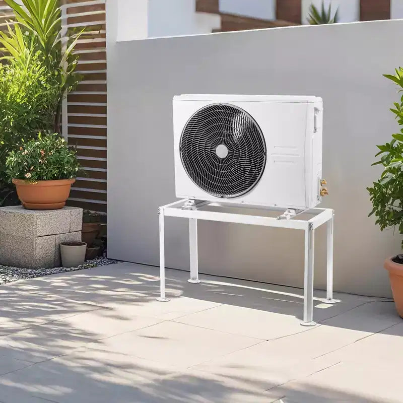 Soporte de suelo para mini split, soporte ajustable antivibración para mini split de 9000-36000 BTU, bomba de calor de aire acondicionado sin conductos, blanco