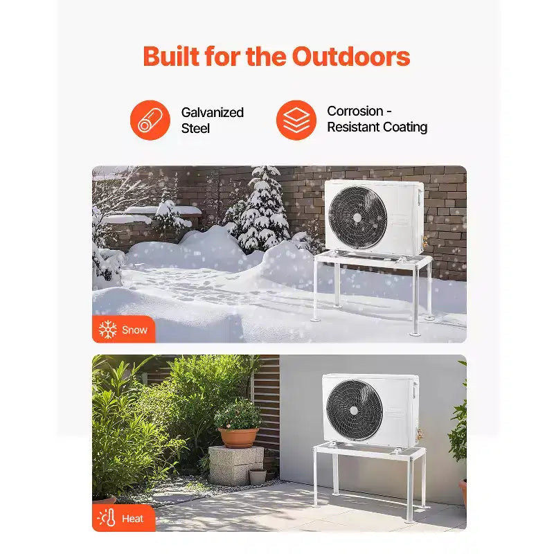 Soporte de suelo para mini split, soporte ajustable antivibración para mini split de 9000-36000 BTU, bomba de calor de aire acondicionado sin conductos, blanco