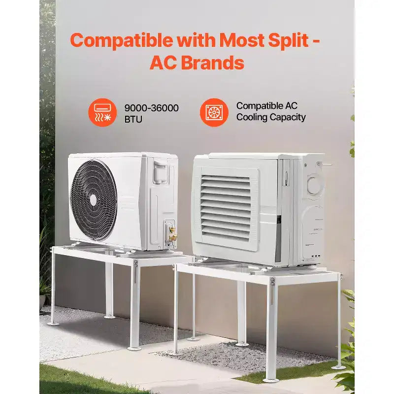 Soporte de suelo para mini split, soporte ajustable antivibración para mini split de 9000-36000 BTU, bomba de calor de aire acondicionado sin conductos, blanco