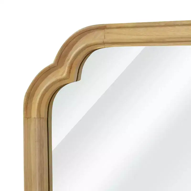 Espejo decorativo con marco de madera maciza de 24 x 36 con esquinas redondeadas, espejo de pared moderno estilo rústico para dormitorio, baño, sala de estar o recibidor, natural