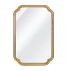 Espejo decorativo con marco de madera maciza de 24 x 36 con esquinas redondeadas, espejo de pared moderno estilo rústico para dormitorio, baño, sala de estar o recibidor, natural