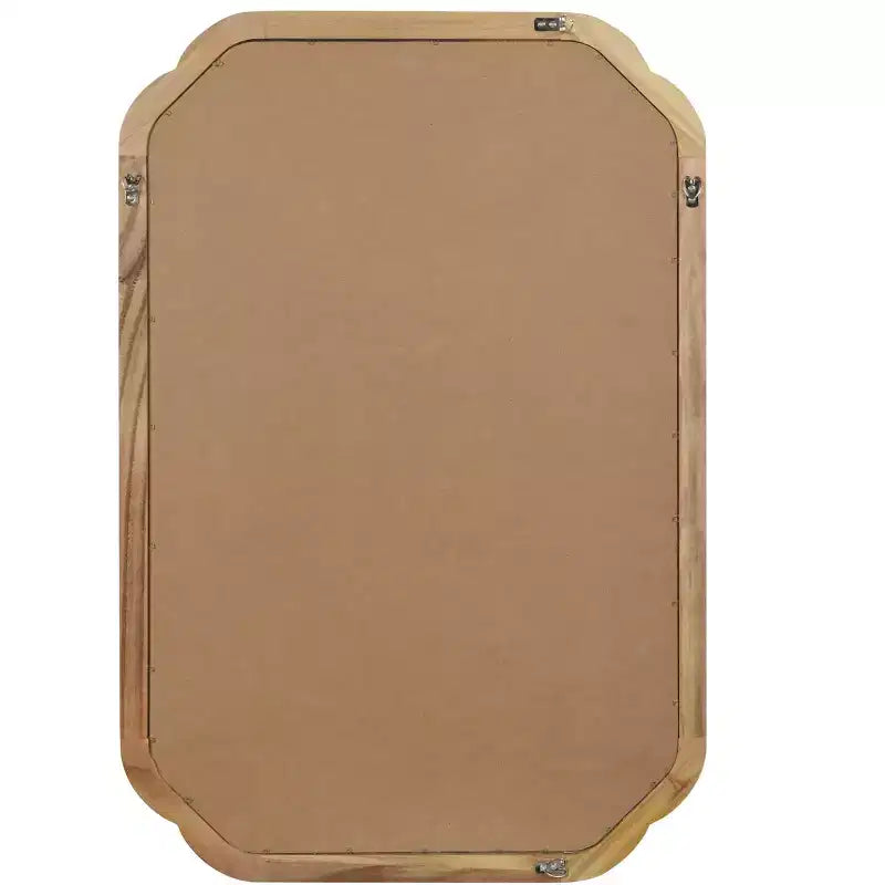 Espejo decorativo con marco de madera maciza de 24 x 36 con esquinas redondeadas, espejo de pared moderno estilo rústico para dormitorio, baño, sala de estar o recibidor, natural
