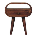 HomeRoots 21 Brown Solid Wood Oval One Drawer Nightstand