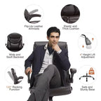 Silla de oficina ergonómica Okak con reposabrazos abatible ajustable, silla de ordenador con soporte lumbar y base metálica, silla giratoria para el hogar, la oficina