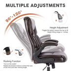 Silla de oficina ergonómica Okak con reposabrazos abatible ajustable, silla de ordenador con soporte lumbar y base metálica, silla giratoria para el hogar, la oficina