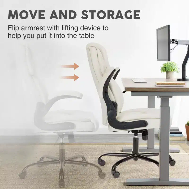 Silla de oficina ergonómica Okak con reposabrazos abatible ajustable, silla de ordenador con soporte lumbar y base metálica, silla giratoria para el hogar, la oficina