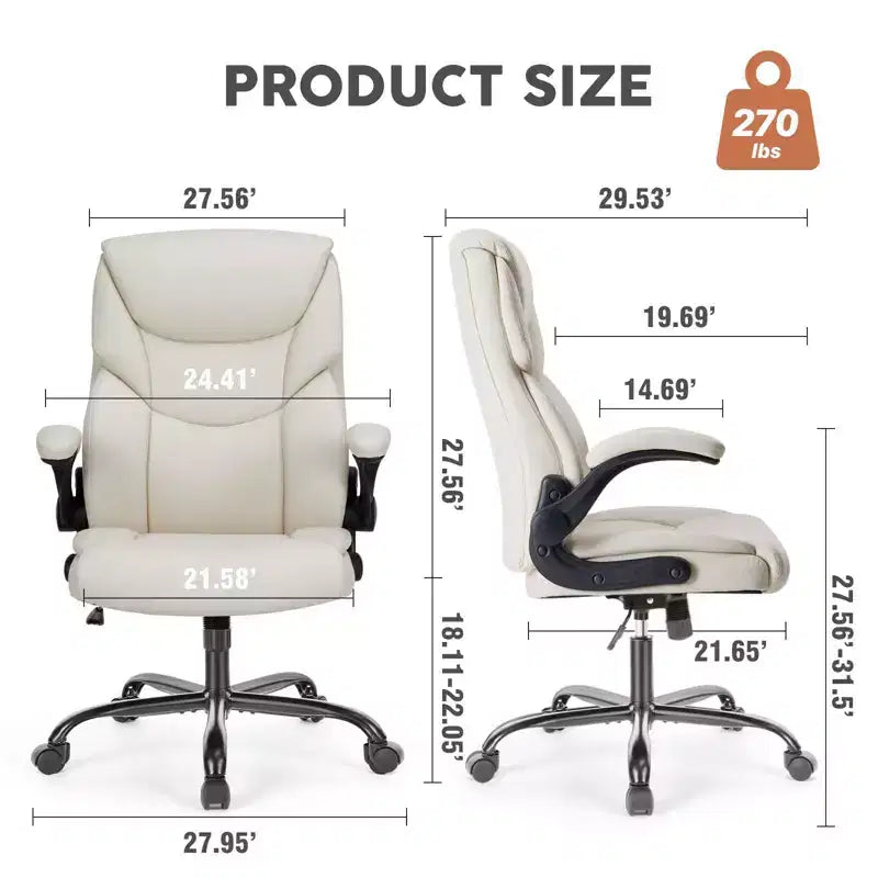 Silla de oficina ergonómica Okak con reposabrazos abatible ajustable, silla de ordenador con soporte lumbar y base metálica, silla giratoria para el hogar, la oficina