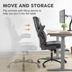 Silla de oficina ergonómica Okak con reposabrazos abatible ajustable, silla de ordenador con soporte lumbar y base metálica, silla giratoria para el hogar, la oficina
