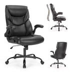 Okak Ergonomic Office Chair with Adjustable Flip-up Armrest, Computer Chair with Lumbar Support and Metal Base, Swivel Chair for Home, Office