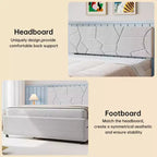 Cama nido, marco de cama tapizado con cama extraíble, diseño que ahorra espacio, soporte de listones de madera, capacidad de 500 libras, blanco