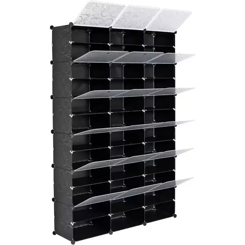 Zapatero de plástico expandible, Mueble zapatero de 12 niveles, Capacidad para 72 pares de zapatos, Ideal para armarios, entradas, pasillos,