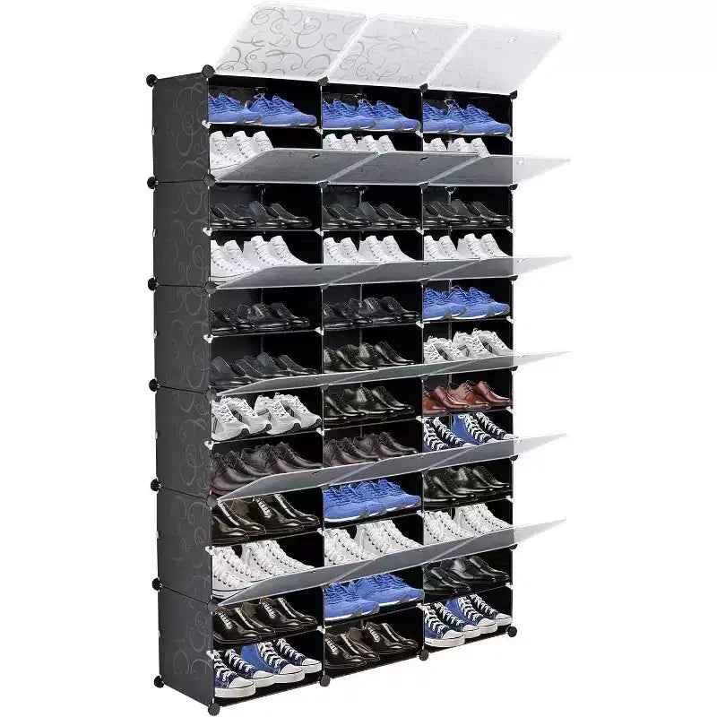 Zapatero de plástico expandible, Mueble zapatero de 12 niveles, Capacidad para 72 pares de zapatos, Ideal para armarios, entradas, pasillos,