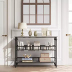 Mesa consola de 43'' con almacenamiento, mesa de entrada rústica tipo granja delgada, mesa de sofá de pasillo moderna de madera y metal con estante, mesa de entrada estrecha para sofá