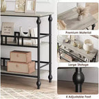 Mesa consola de 43'' con almacenamiento, mesa de entrada rústica tipo granja delgada, mesa de sofá de pasillo moderna de madera y metal con estante, mesa de entrada estrecha para sofá
