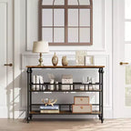 Mesa consola de 43'' con almacenamiento, mesa de entrada rústica tipo granja delgada, mesa de sofá de pasillo moderna de madera y metal con estante, mesa de entrada estrecha para sofá
