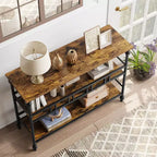 Mesa consola de 43'' con almacenamiento, mesa de entrada rústica tipo granja delgada, mesa de sofá de pasillo moderna de madera y metal con estante, mesa de entrada estrecha para sofá