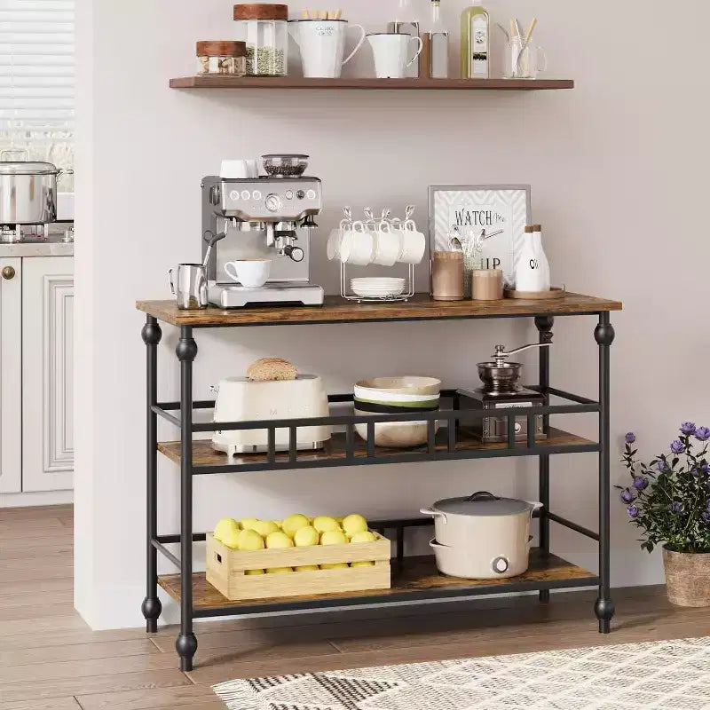 Mesa consola de 43'' con almacenamiento, mesa de entrada rústica tipo granja delgada, mesa de sofá de pasillo moderna de madera y metal con estante, mesa de entrada estrecha para sofá