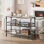Mesa consola de 43'' con almacenamiento, mesa de entrada rústica tipo granja delgada, mesa de sofá de pasillo moderna de madera y metal con estante, mesa de entrada estrecha para sofá