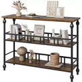 43'' Console Table with Storage, Farmhouse Rustic Skinny Entryway Table, Modern Wood Metal Hallway Sofa Table with Shelf, Narrow Couch Entry Table