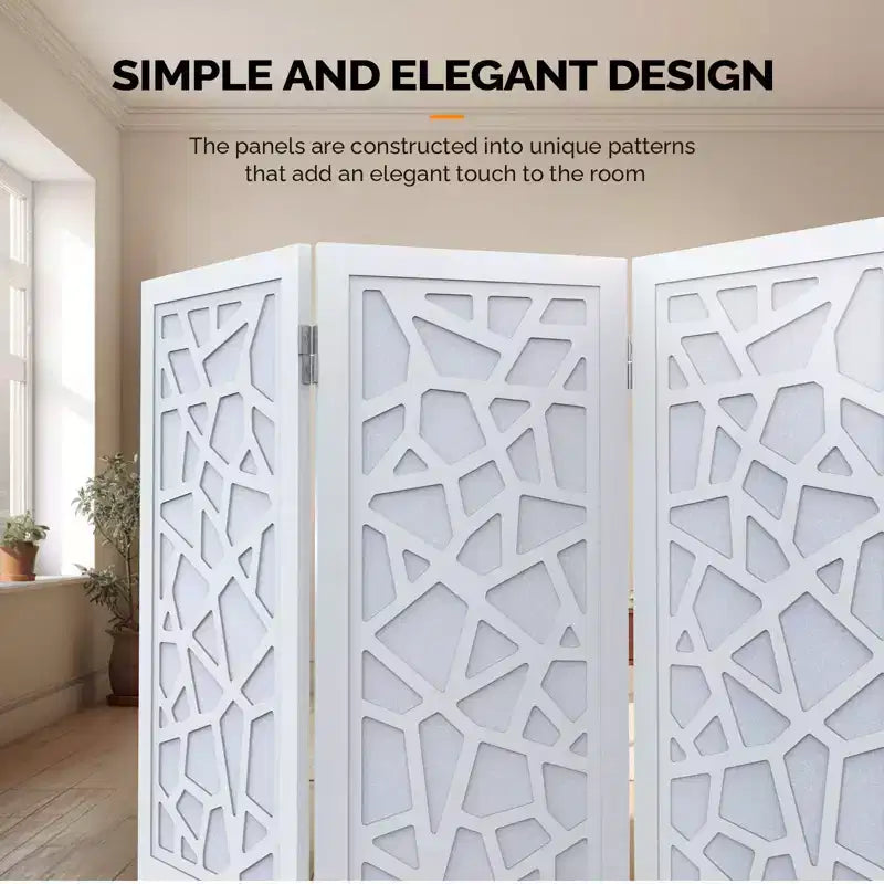 VINGLI Divisor de habitación de 6 paneles, biombo de tela no tejida, separadores de pared interiores, separador de espacio independiente con patrón único (Blanco)
