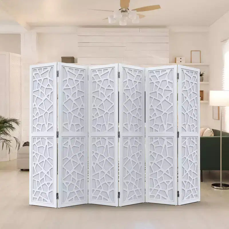 VINGLI Divisor de habitación de 6 paneles, biombo de tela no tejida, separadores de pared interiores, separador de espacio independiente con patrón único (Blanco)