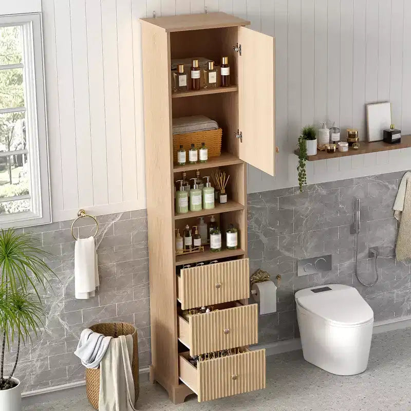 Mueble de baño alto Clihome de 67.7, estilo tradicional americano, con estante ajustable, diseño que ahorra espacio