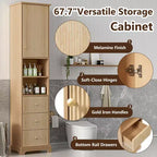 Mueble de baño alto Clihome de 67.7, estilo tradicional americano, con estante ajustable, diseño que ahorra espacio