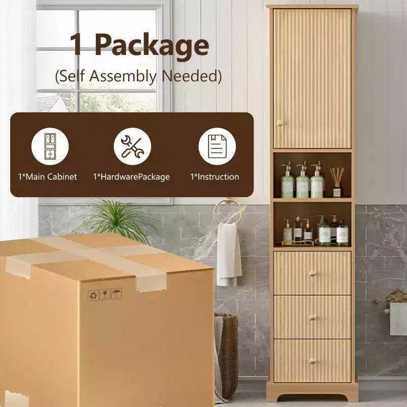 Mueble de baño alto Clihome de 67.7, estilo tradicional americano, con estante ajustable, diseño que ahorra espacio