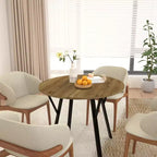Mesa de comedor redonda de estilo rústico para 2-4 personas, mesa de cocina moderna de madera con patas de metal para comedor, sala de estar u oficina