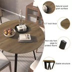 Mesa de comedor redonda de estilo rústico para 2-4 personas, mesa de cocina moderna de madera con patas de metal para comedor, sala de estar u oficina