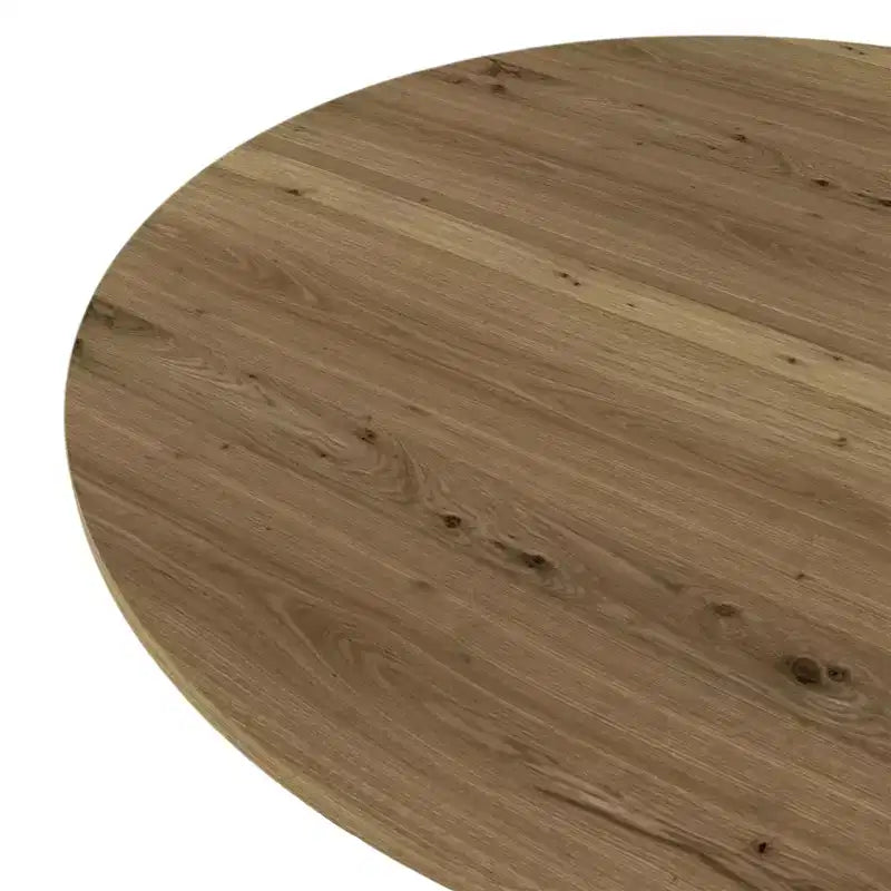 Mesa de comedor redonda de estilo rústico para 2-4 personas, mesa de cocina moderna de madera con patas de metal para comedor, sala de estar u oficina