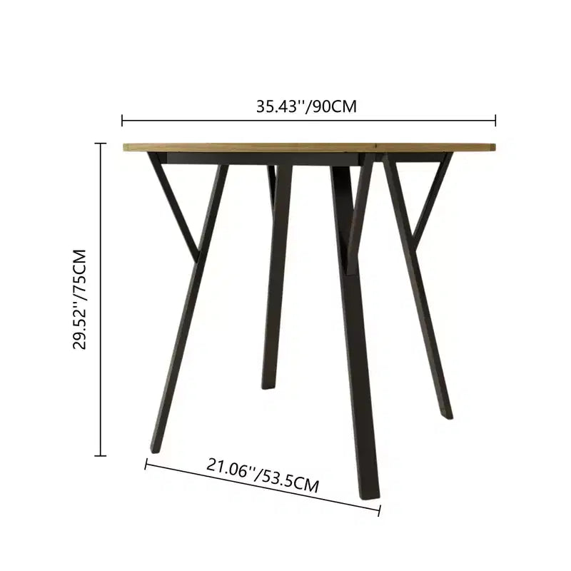 Mesa de comedor redonda de estilo rústico para 2-4 personas, mesa de cocina moderna de madera con patas de metal para comedor, sala de estar u oficina