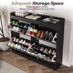 GustoWave Zapatero Grande con 4 Cajones Abatibles, con Ganchos y Almacenamiento, Organizador de Zapatos Oculto para Recibidor, Pasillo, Sala de Estar