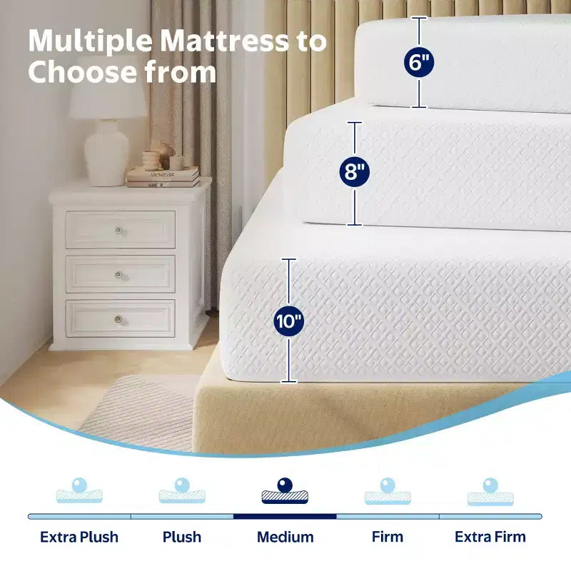 Colchón Greenstell, colchón de espuma viscoelástica con gel refrescante, carbón de bambú de 2 capas y espuma de apoyo para un sueño confortable